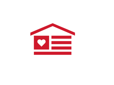 hero logo with red house with US flag and heart instead of stars