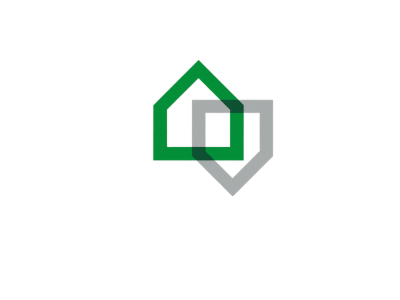 Home run financing logo green and gray house outline interact